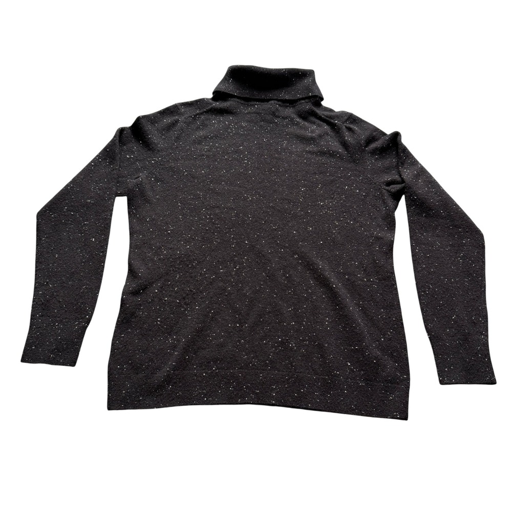Talbots Pure Cashmere Turtleneck Sweater Black White Speckled Confetti M Womens